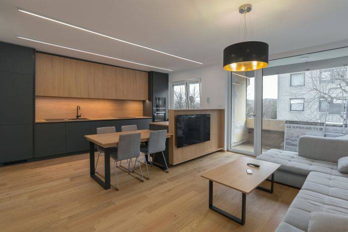 Kuhinja in dnevna soba iz masivnega lesa